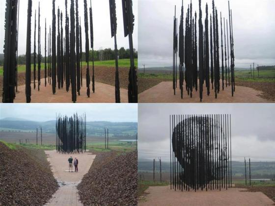Impressive sculpture of Nelson Mandela, situated at the place where he was arrested in 1962